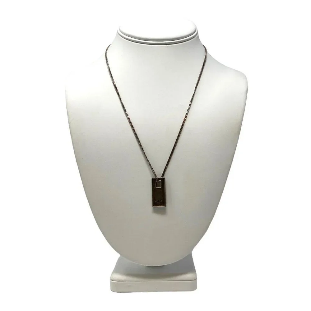 Gucci 925 Silver Bar Plate Necklace - Picture 7 of 7
